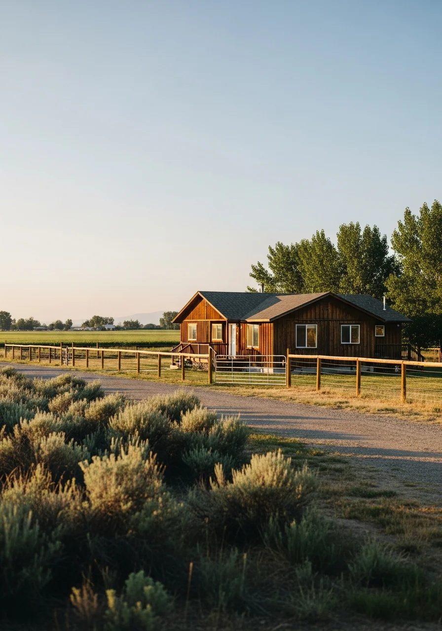 Portrait of a Ririe home exterior with rural or suburban setting.